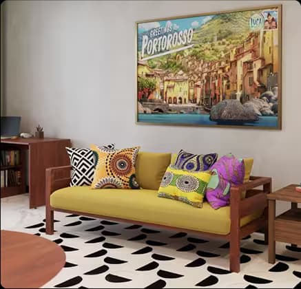 Modern living room with leather sofa