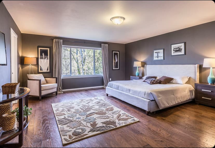 Modern living room with leather sofa